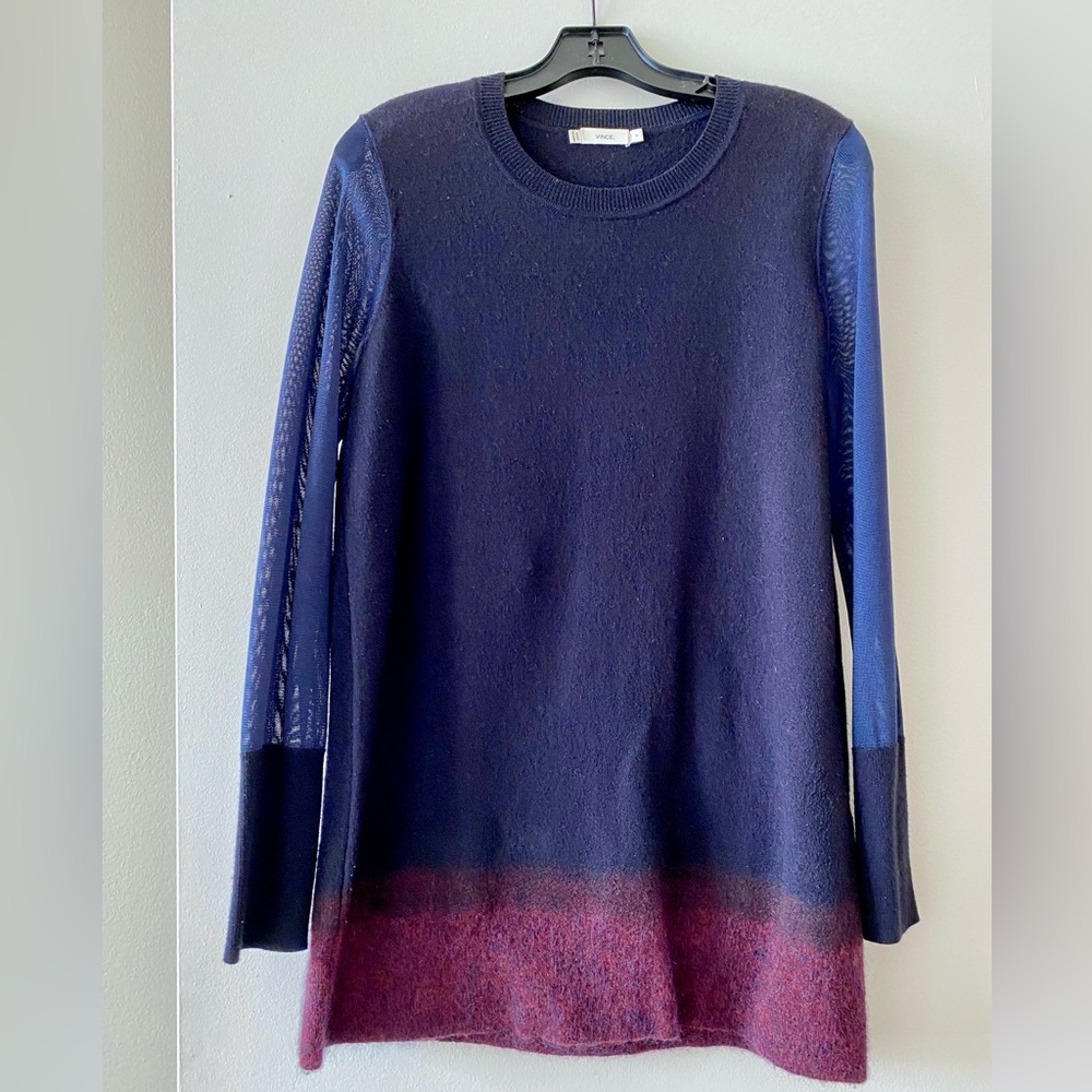 Vince Mesh Sleeve Ombre Tunic Sweater